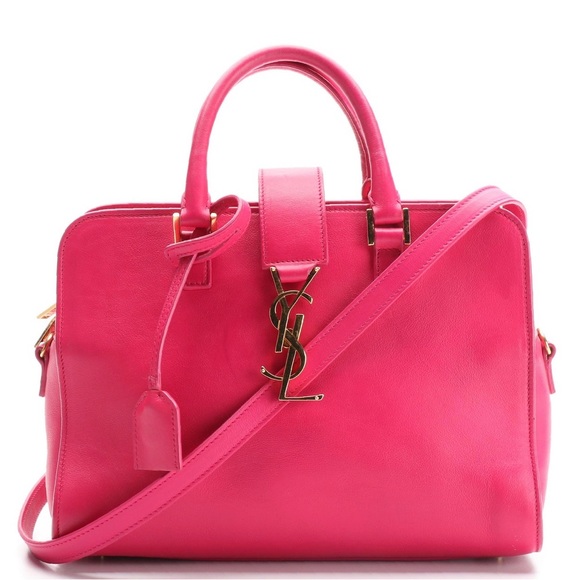 Saint Laurent Monogram Cabas Dark Pink Calfskin Leather Purse YSL Bag - Picture 2 of 16